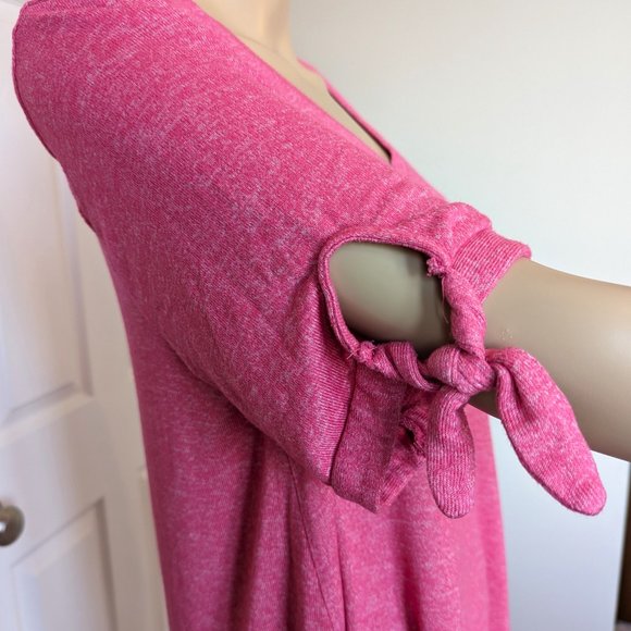 Lane Bryant Pink V Neck Short Sleeve with Ties Tunic Length Top Size 14/16 - Picture 4 of 7